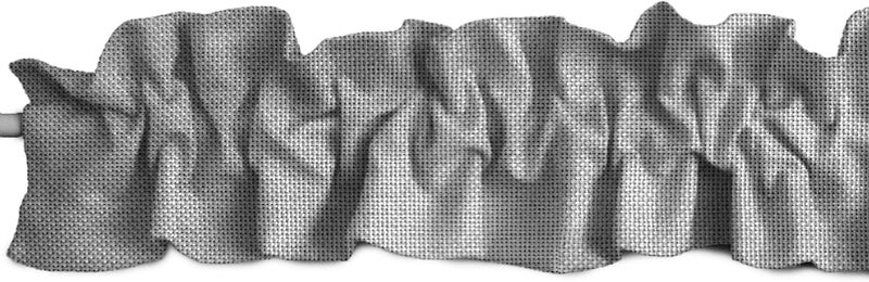 Zen Creative Designs Faux Burlap Sleeve Topper Window Valance Top Bottom Ruffle Home Décor Bedroom Nursery Kitchen Window (58" Wide x 5" Tall, Silver) - Image 1